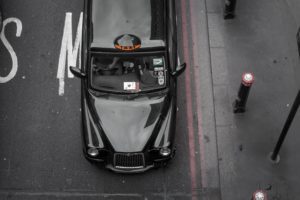 A bird's eye view of a London black cab