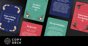 a set of cards for copywriters that include hints, tips and tricks